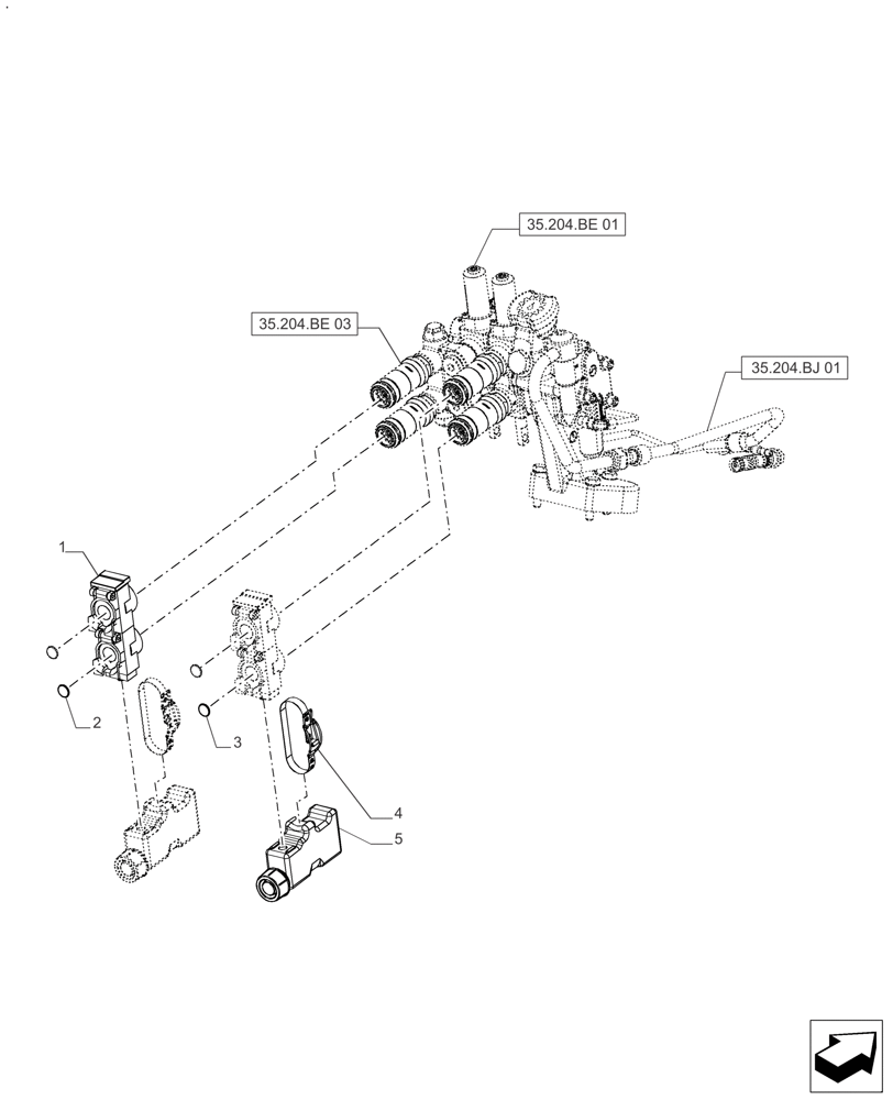 Схема запчастей Case IH FARMALL 110A - (35.204.BE[02]) - VAR - 391267 - 2 REMOTE CONTROL VALVES (35) - HYDRAULIC SYSTEMS