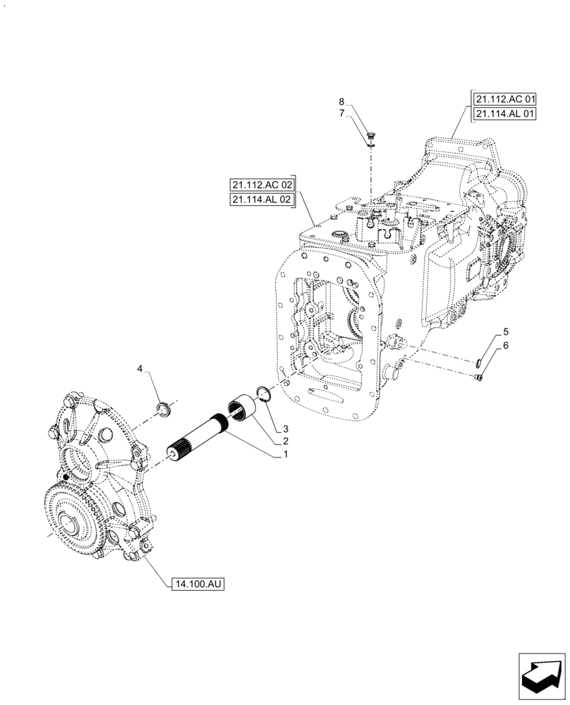 Схема запчастей Case IH FARMALL 120A - (21.160.AP[02]) - VAR - 390266 - LESS CREEPER CONTROL (21) - TRANSMISSION