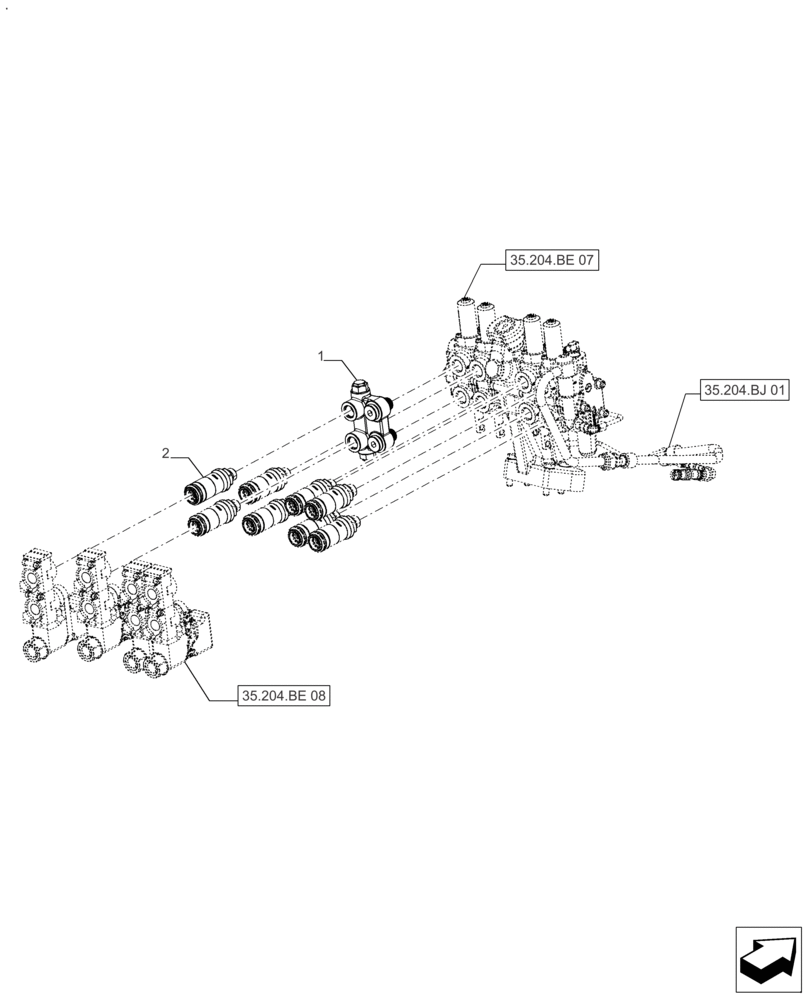 Схема запчастей Case IH FARMALL 130A - (35.204.BE[09]) - VAR - 336107 - 4 REMOTE CONTROL VALVES (35) - HYDRAULIC SYSTEMS