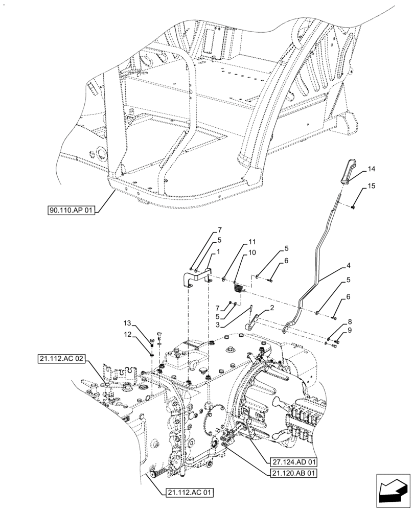 Схема запчастей Case IH FARMALL 140A - (18.100.AN[02]) - VAR - 336939, 390844 - PTO CLUTCH, CONTROL LEVER, W/O CAB (18) - CLUTCH