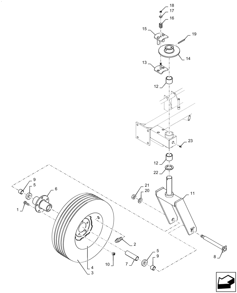 Схема запчастей Case IH WR201 - (44.901.AA) - CASTOR WHEEL WITH FRICTION BRAKE (44) - WHEELS