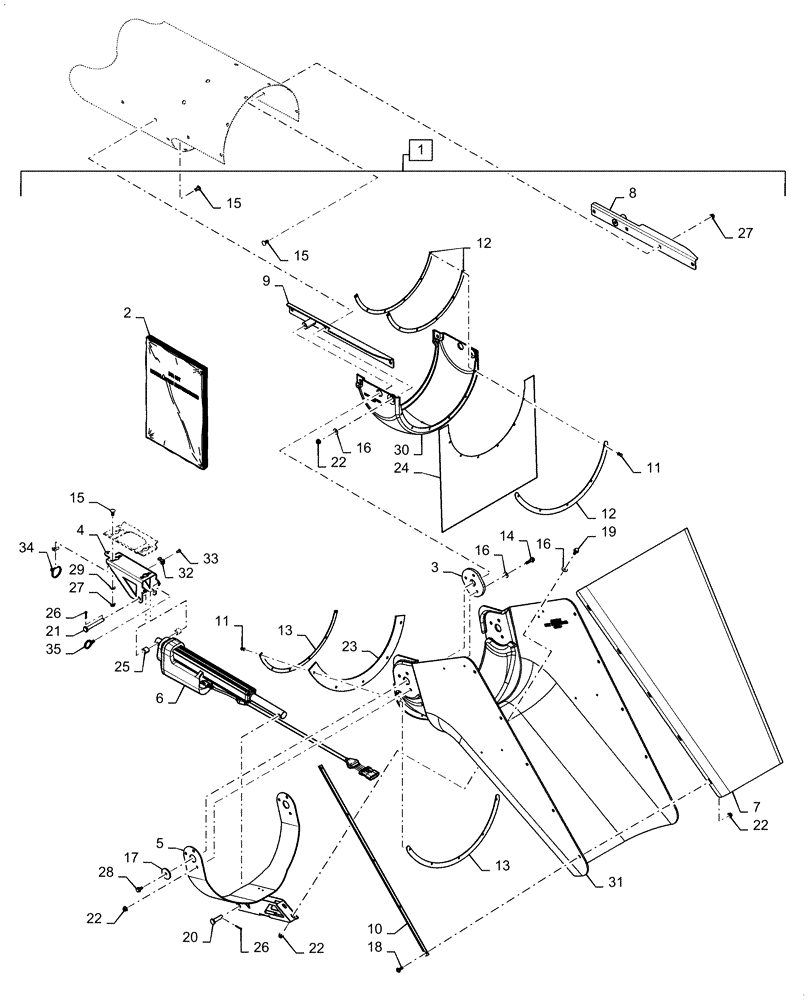 Схема запчастей Case IH 8240 - (88.100.80[14]) - DIA KIT, UNLOADING TUBE, PIVOT, DISCHARGE SPOUT (88) - ACCESSORIES