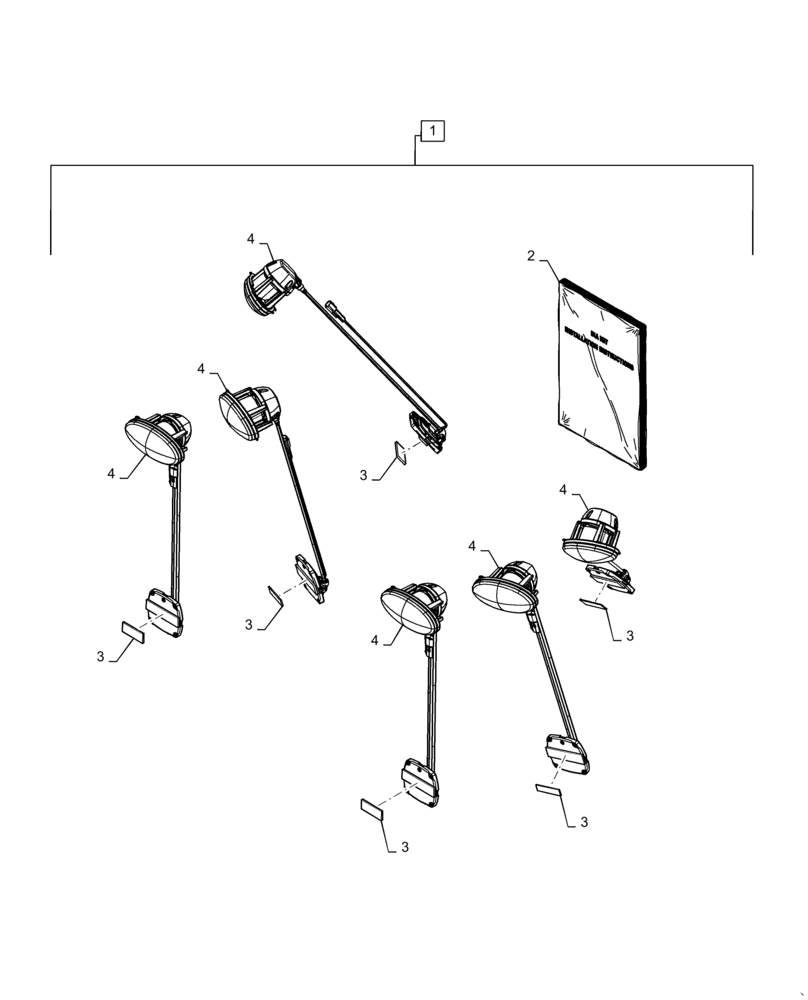 Схема запчастей Case IH 7240 - (88.100.90[03]) - DIA KIT, WORK LIGHT (88) - ACCESSORIES