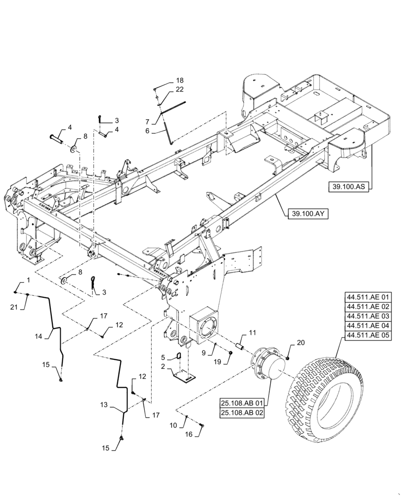 Схема запчастей Case IH WD1504 - (39.100.AB) - MAIN FRAME - FRONT (39) - FRAMES AND BALLASTING