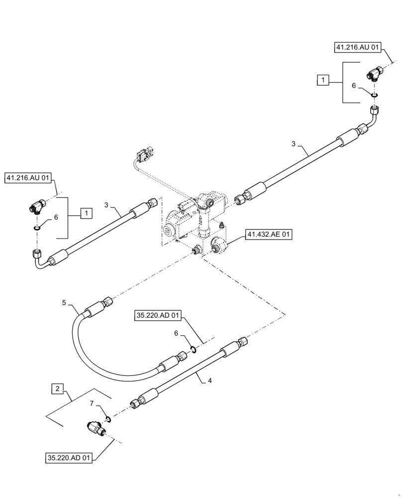 Схема запчастей Case IH PATRIOT 3240 - (41.432.AC[01]) - AUTOGUIDANCE HYDRAULIC LINES (41) - STEERING