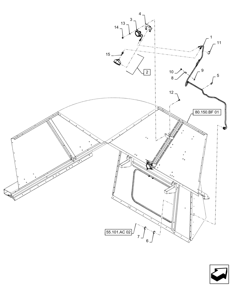 Схема запчастей Case IH 9240 - (55.426.AH[01]) - WIRE HARNESS, GRAIN BIN EXTENSION (55) - ELECTRICAL SYSTEMS