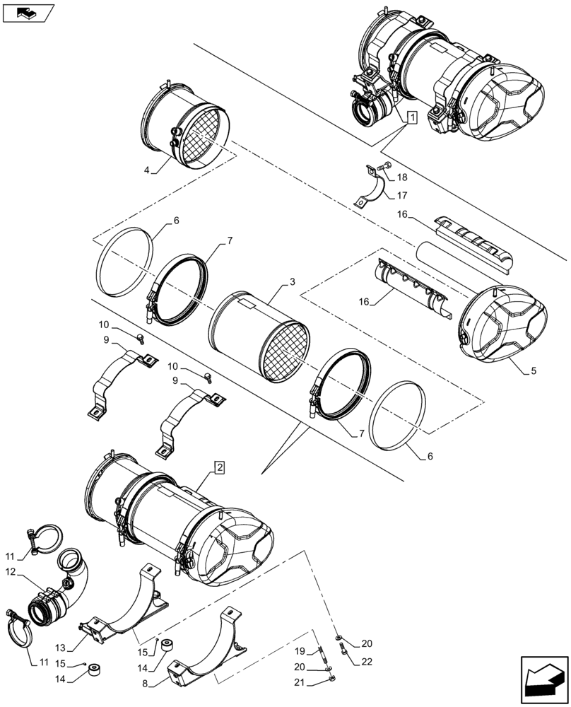 Схема запчастей Case IH FARMALL 105U - (10.254.AI[01]) - VAR - 336816, 390174 - MUFFLER (10) - ENGINE