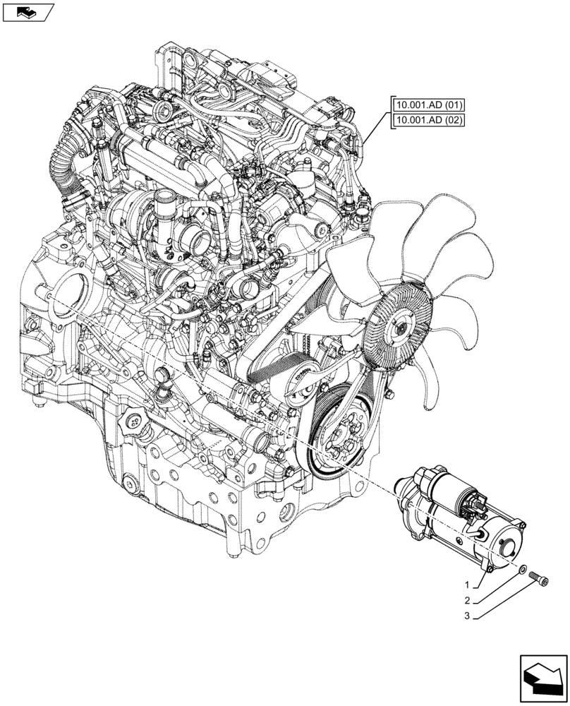 Схема запчастей Case IH FARMALL 105U - (55.201.AE) - VAR - 336816, 390174 - STARTER MOTOR (55) - ELECTRICAL SYSTEMS