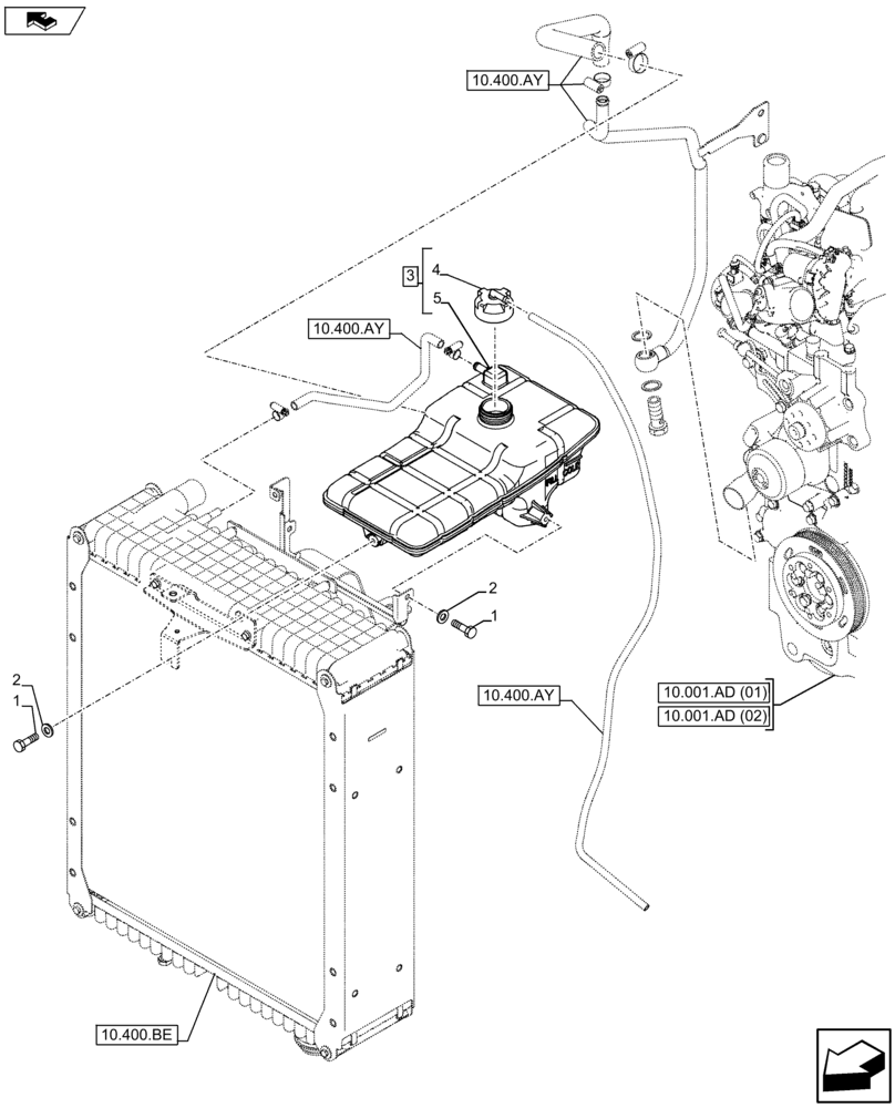 Схема запчастей Case IH FARMALL 115U - (10.400.BH) - VAR - 330200, 390200 - WATER TANK (10) - ENGINE