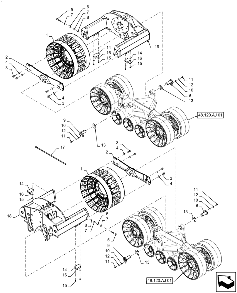 Схема запчастей Case IH 9240 - (48.138.AB[01]) - VAR - 415219, 425306 - TRACK ASSY, ROLLER, ATTACHMENT (48) - TRACKS & TRACK SUSPENSION