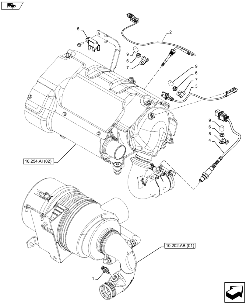 Схема запчастей Case IH FARMALL 105U - (55.014.AE[01]) - VAR - 336816, 390174 - ENGINE, SENSOR (55) - ELECTRICAL SYSTEMS