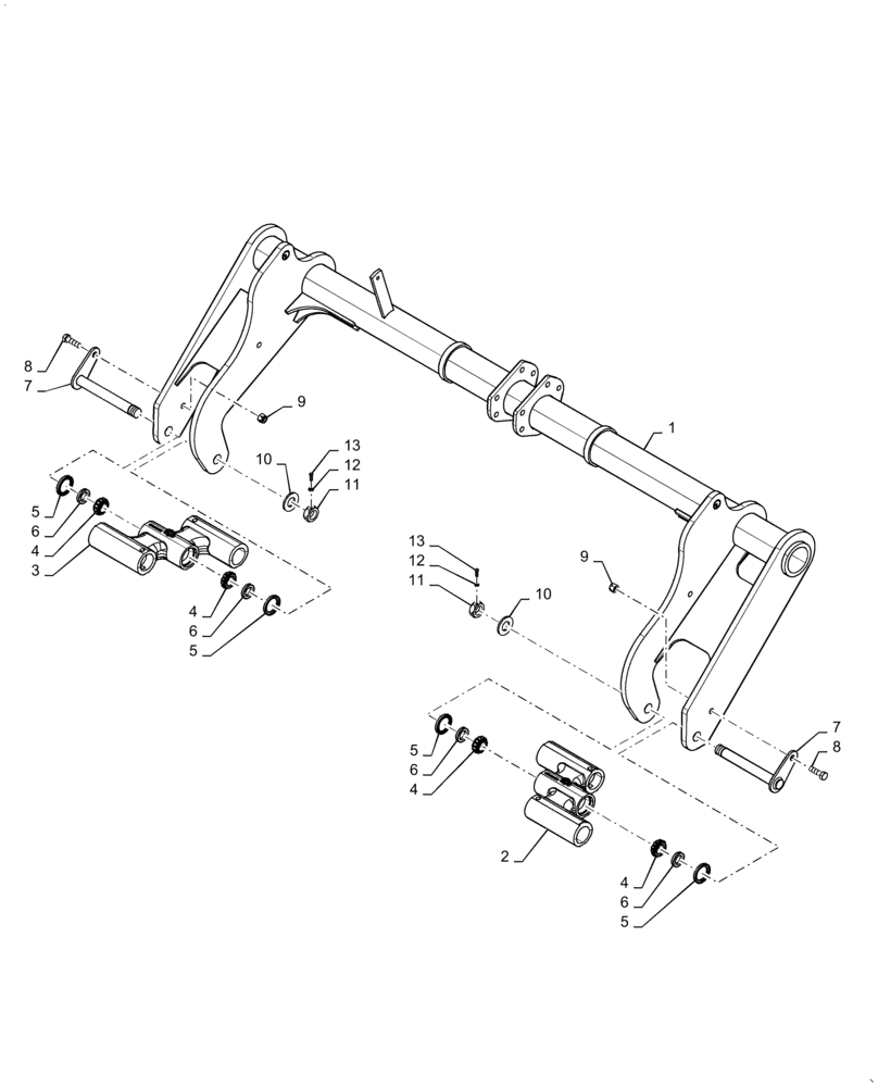 Схема запчастей Case IH TRUE-TANDEM 345 - (39.110.AB[03]) - ROCKSHAFT MAINFRAME LARGE 34 FOOT (39) - FRAMES AND BALLASTING