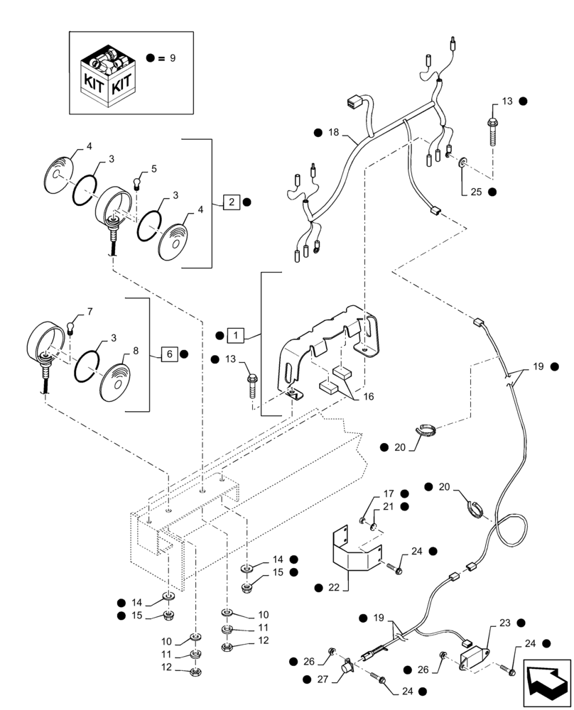 Схема запчастей Case IH WR201 - (55.504.BM) - ELECTRICAL, LIGHT KIT (55) - ELECTRICAL SYSTEMS