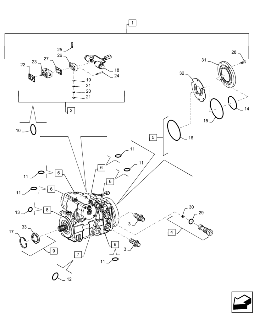 Схема запчастей Case IH 9240 - (29.100.AC[03]) - VAR - 425465, 425361 - HYDRAULIC PUMP, ROTOR (29) - HYDROSTATIC DRIVE