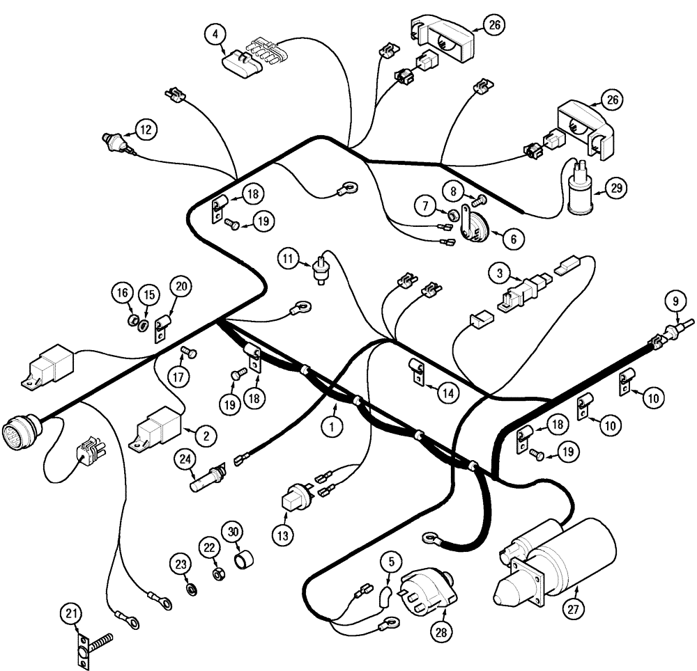 Схема запчастей Case IH MX170 - (04-02) - HARNESS - ENGINE (55) - ELECTRICAL SYSTEMS