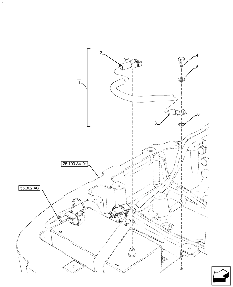 Схема запчастей Case IH FARMALL 130A - (55.302.AW) - VAR - 390747 - NEG BATTERY CABLE (55) - ELECTRICAL SYSTEMS