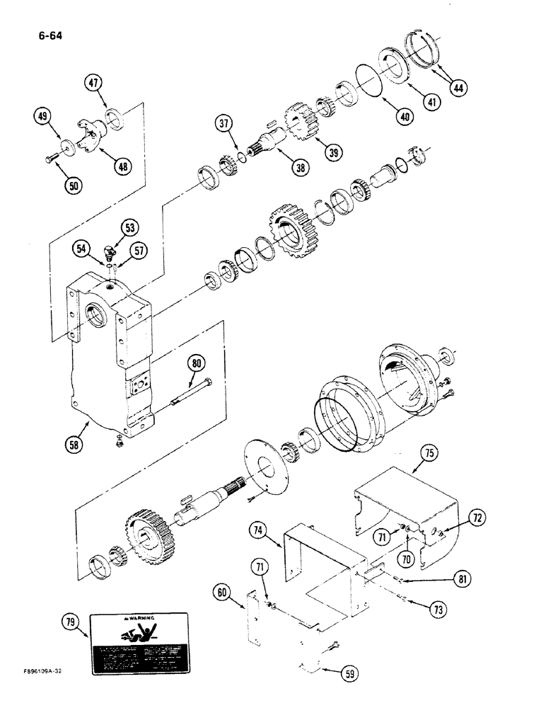 Схема запчастей Case IH 9280 - (6-64) - PTO TRANSFER CASE ASSEMBLY (CONTD) (06) - POWER TRAIN