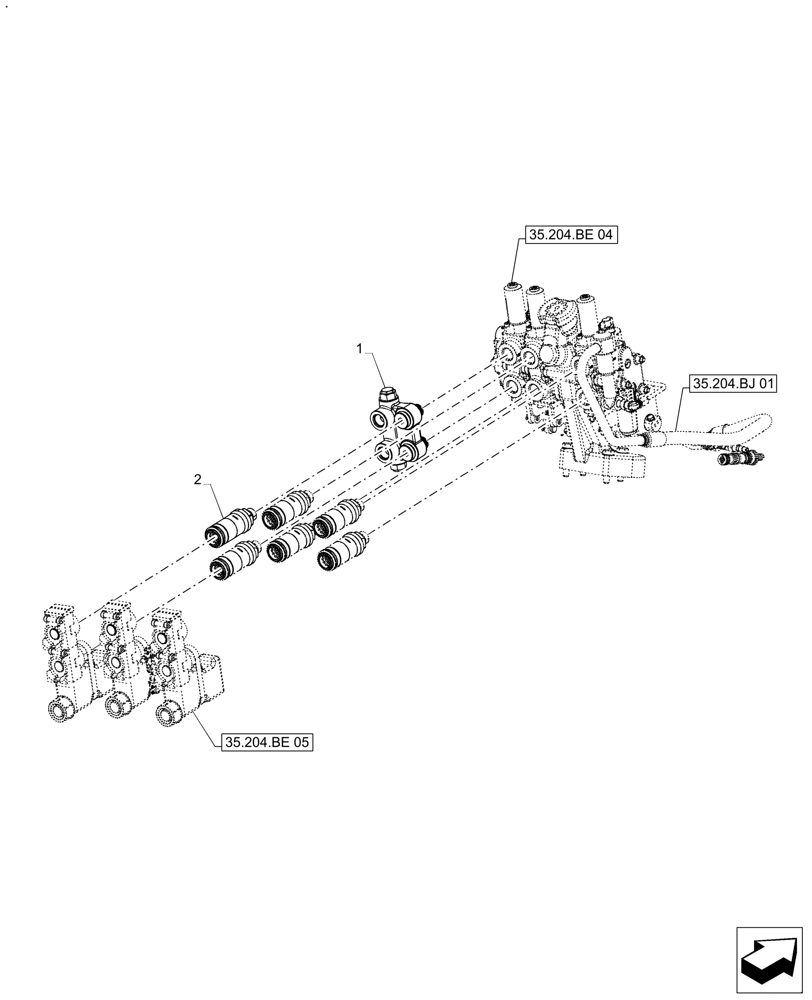 Схема запчастей Case IH FARMALL 110A - (35.204.BE[06]) - VAR - 334195 - 3 REMOTE CONTROL VALVES (35) - HYDRAULIC SYSTEMS