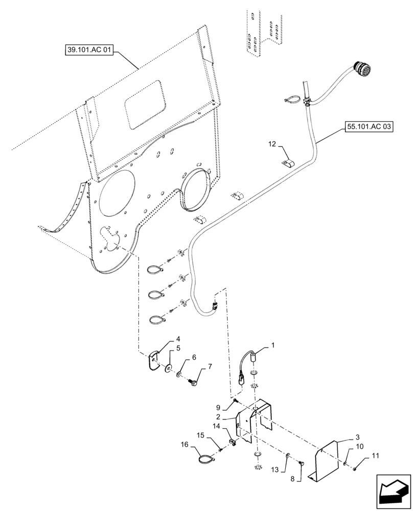 Схема запчастей Case IH 7240 - (55.101.AC[04]) - WIRE HARNESS, CLEAN GRAIN ELEVATOR, SPEEDOMETER (55) - ELECTRICAL SYSTEMS