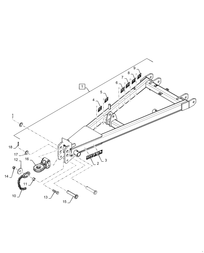 Схема запчастей Case IH ECOLO-TIGER 875 - (37.100.AF[05]) - TOW HITCH WEIGHTED 7,9 SHANK 14 , 18 FOOT (37) - HITCHES, DRAWBARS & IMPLEMENT COUPLINGS