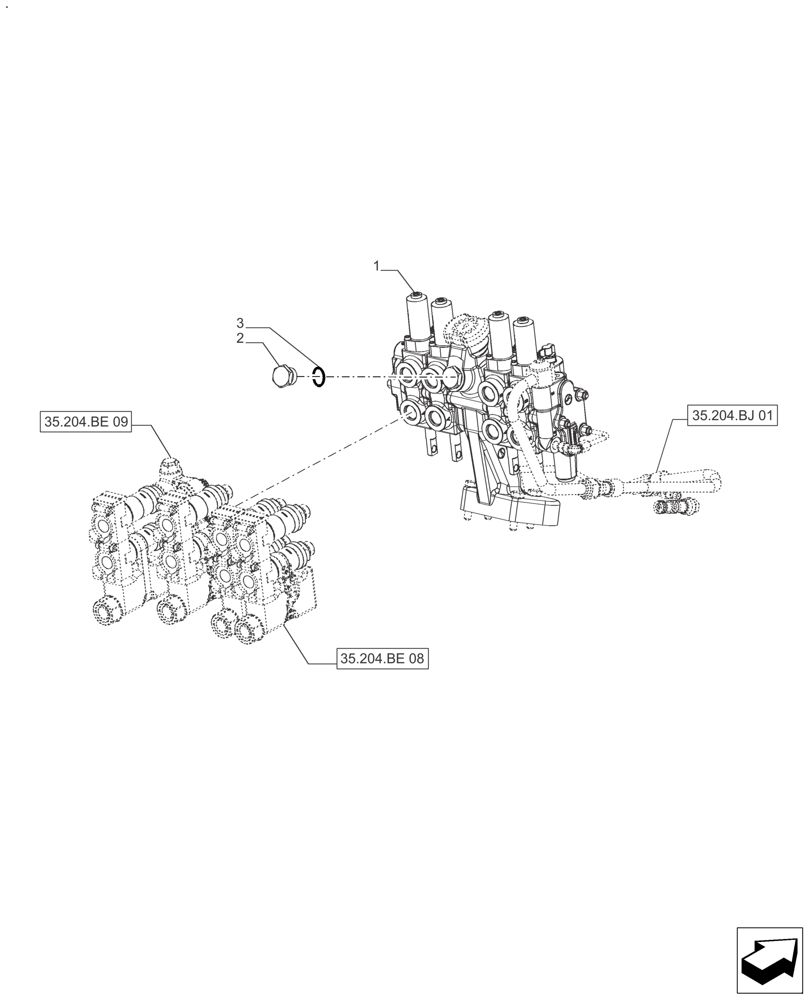 Схема запчастей Case IH FARMALL 130A - (35.204.BE[07]) - VAR - 336107 - 4 REMOTE CONTROL VALVES (35) - HYDRAULIC SYSTEMS