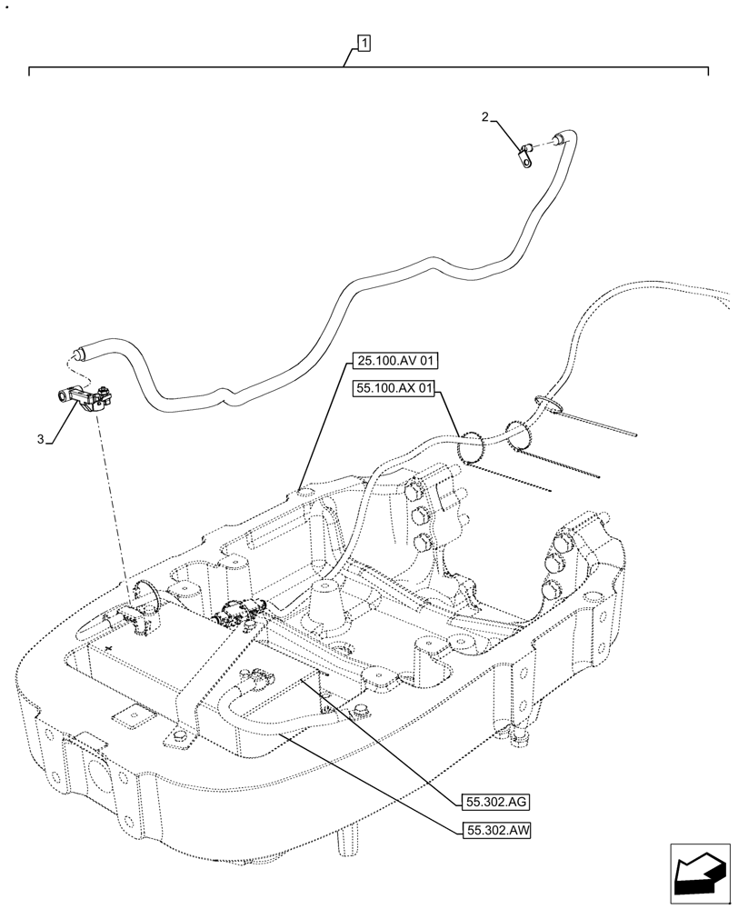 Схема запчастей Case IH FARMALL 110A - (55.302.AV) - VAR - 390747 - POS BATTERY CABLE (55) - ELECTRICAL SYSTEMS