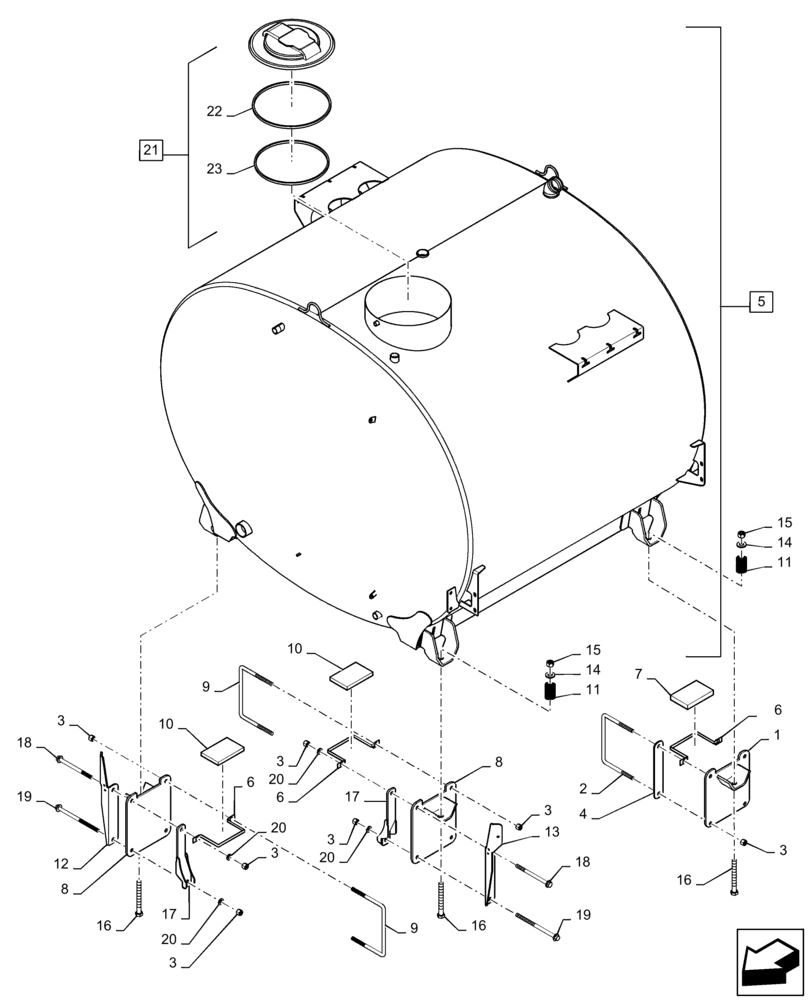 Схема запчастей Case IH PATRIOT 4440 - (78.110.AA[01]) - TANK, MOUNTING (78) - SPRAYING