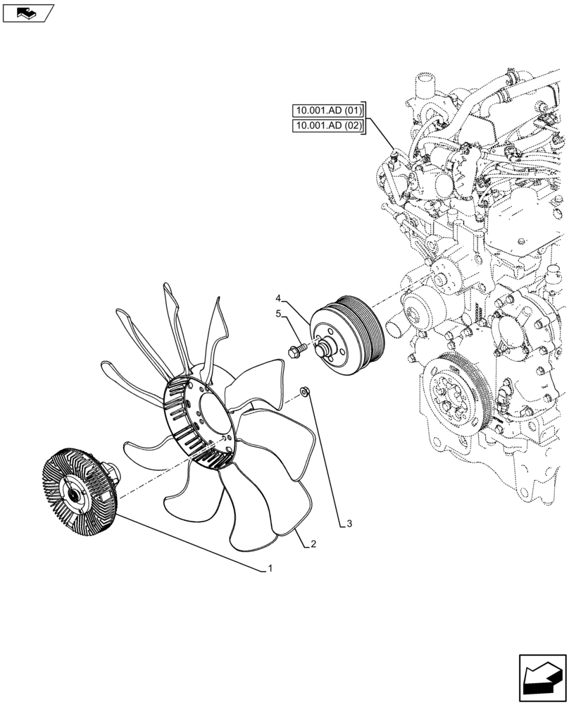 Схема запчастей Case IH FARMALL 115U - (10.414.AC) - VAR - 336816, 390174 - FAN (10) - ENGINE