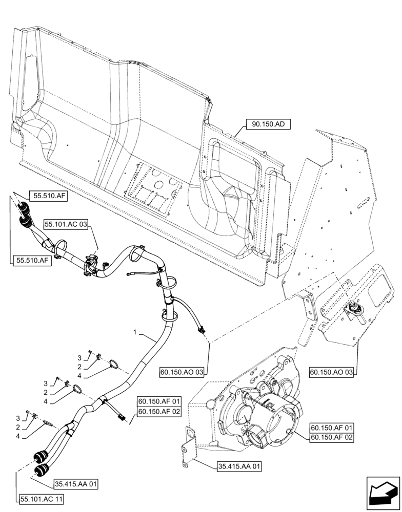 Схема запчастей Case IH 9240 - (55.101.AC[10]) - WIRE HARNESS, FRAME, FEEDER DRIVESHAFT (55) - ELECTRICAL SYSTEMS