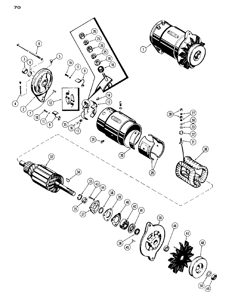 Схема запчастей Case IH 530 - (070) - GENERATOR PARTS, 530 SERIES, 159 SPARK IGNITION ENGINE (04) - ELECTRICAL SYSTEMS