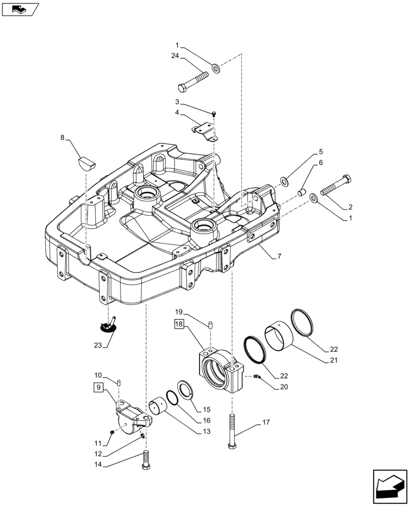 Схема запчастей Case IH FARMALL 115U - (25.100.AV[01]) - VAR - 331722 - FRONT AXLE SUPPORT (25) - FRONT AXLE SYSTEM