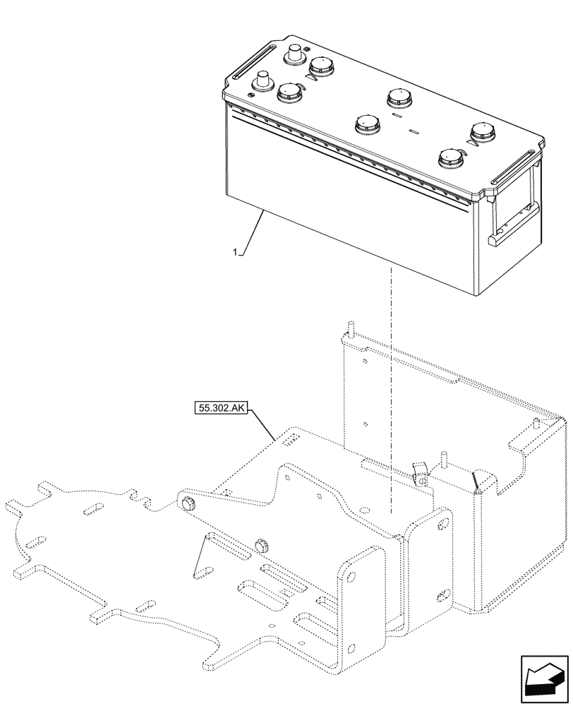 Схема запчастей Case IH FARMALL 100C - (55.302.AI[01]) - VAR - 336882 - BATTERY CUT-OUT, SWITCH, PLATE (55) - ELECTRICAL SYSTEMS