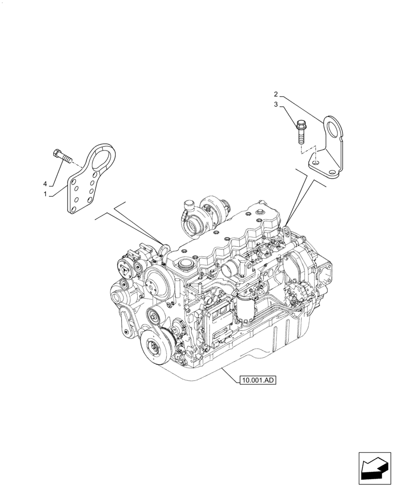 Схема запчастей Case IH F4HE9687M J106 - (10.001.AK) - HOOK, ENGINE (10) - ENGINE