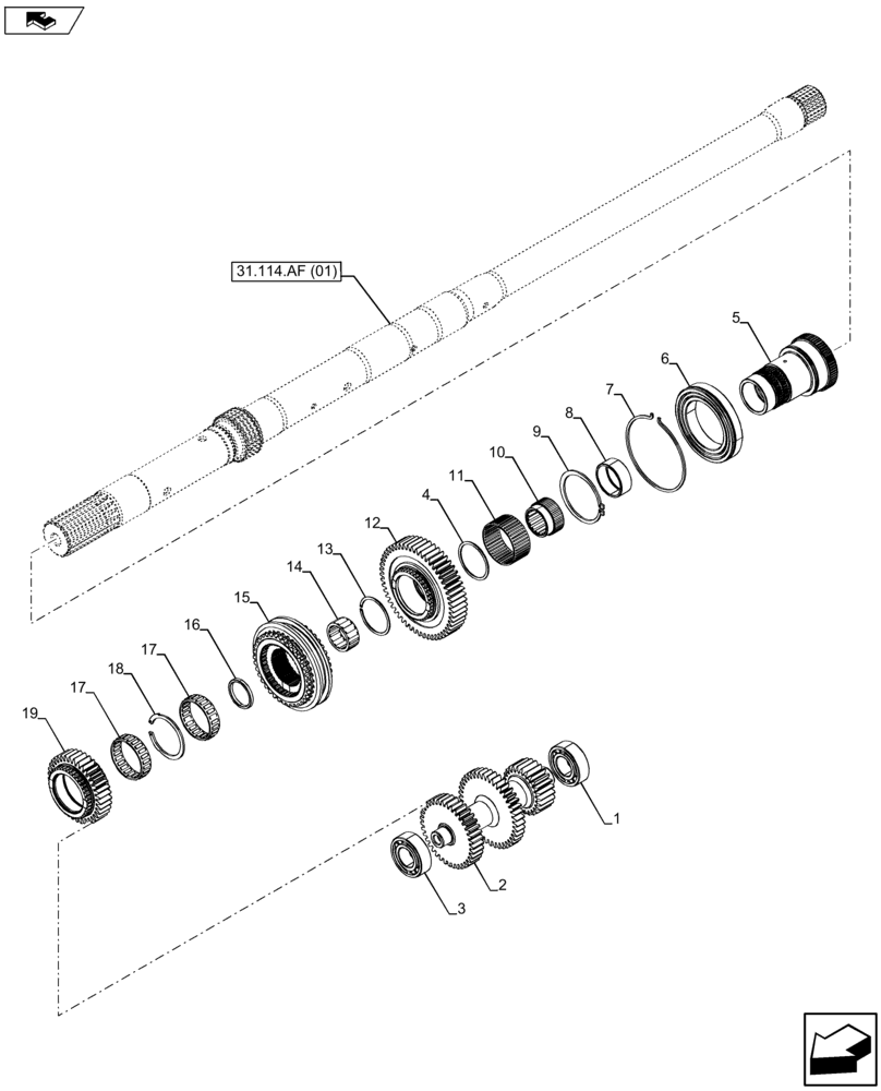 Схема запчастей Case IH FARMALL 115U - (21.148.AA[01]) - VAR - 334114, 390430 - TRANSMISSION, SYNCHRONIZER (16X16) (21) - TRANSMISSION