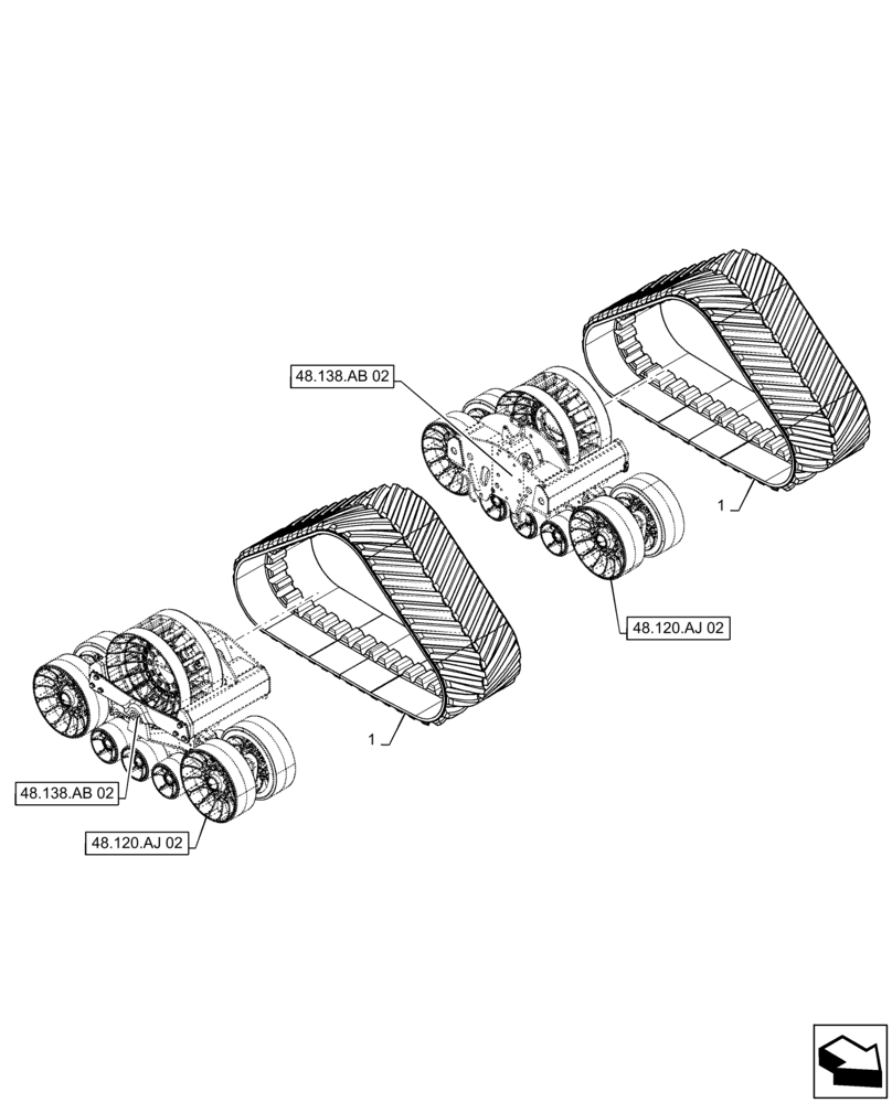 Схема запчастей Case IH 9240 - (48.100.AE[02]) - VAR - 415332 - TRACK ASSY (48) - TRACKS & TRACK SUSPENSION