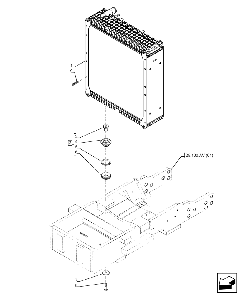 Схема запчастей Case IH FARMALL 100C - (10.400.BE) - VAR - 336839 - RADIATOR (10) - ENGINE