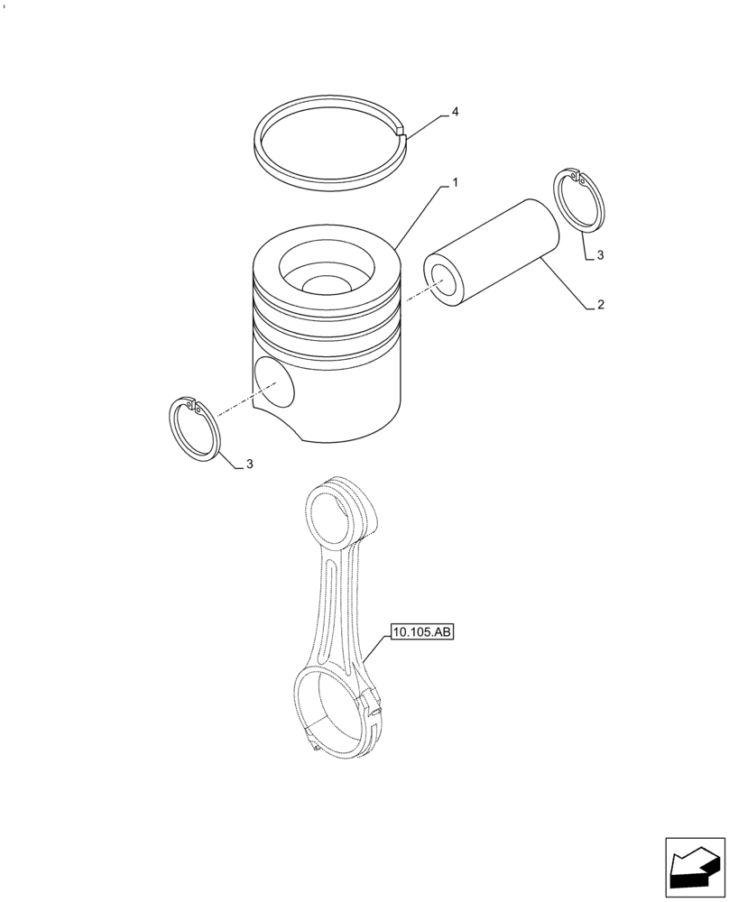 Схема запчастей Case IH F4HE9687M J106 - (10.105.AG) - PISTON (10) - ENGINE