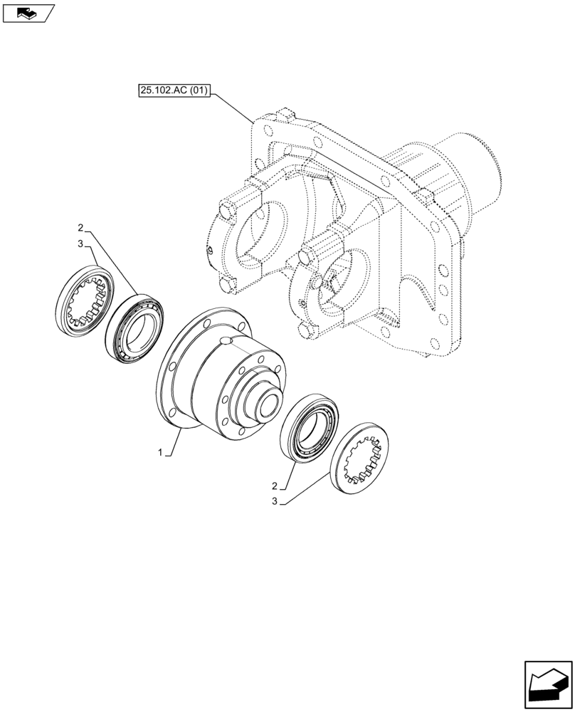 Схема запчастей Case IH FARMALL 105U - (25.102.AE[01]) - VAR - 390399 - 4WD FRONT AXLE, DIFFERENTIAL, W/ LIMITED SLIP DIFFERENTIAL (25) - FRONT AXLE SYSTEM