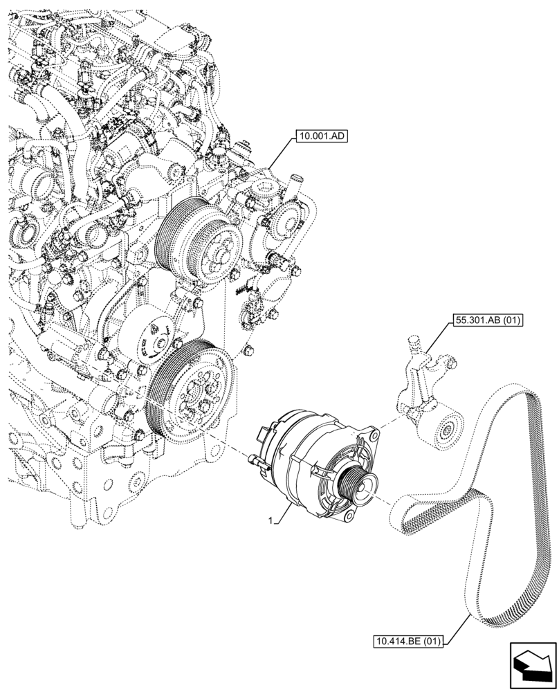 Схема запчастей Case IH FARMALL 100C - (55.301.AA[01]) - VAR - 336839 - ALTERNATOR (55) - ELECTRICAL SYSTEMS