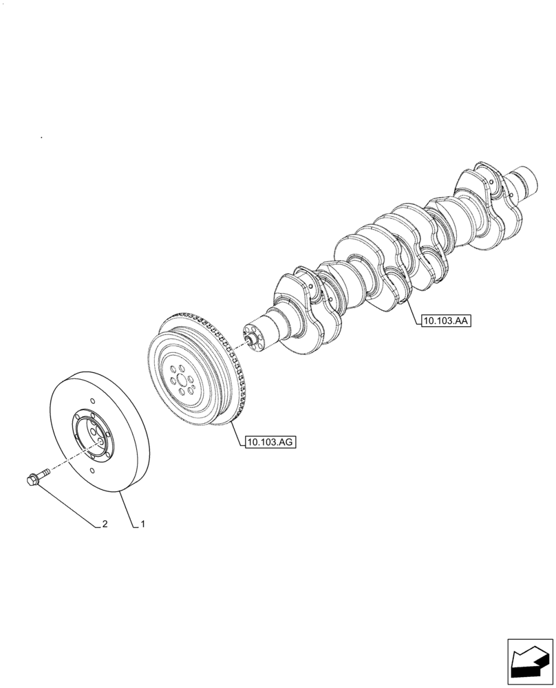 Схема запчастей Case IH F4HE9687S J106 - (10.110.AD) - CRANKSHAFT, DAMPER (10) - ENGINE