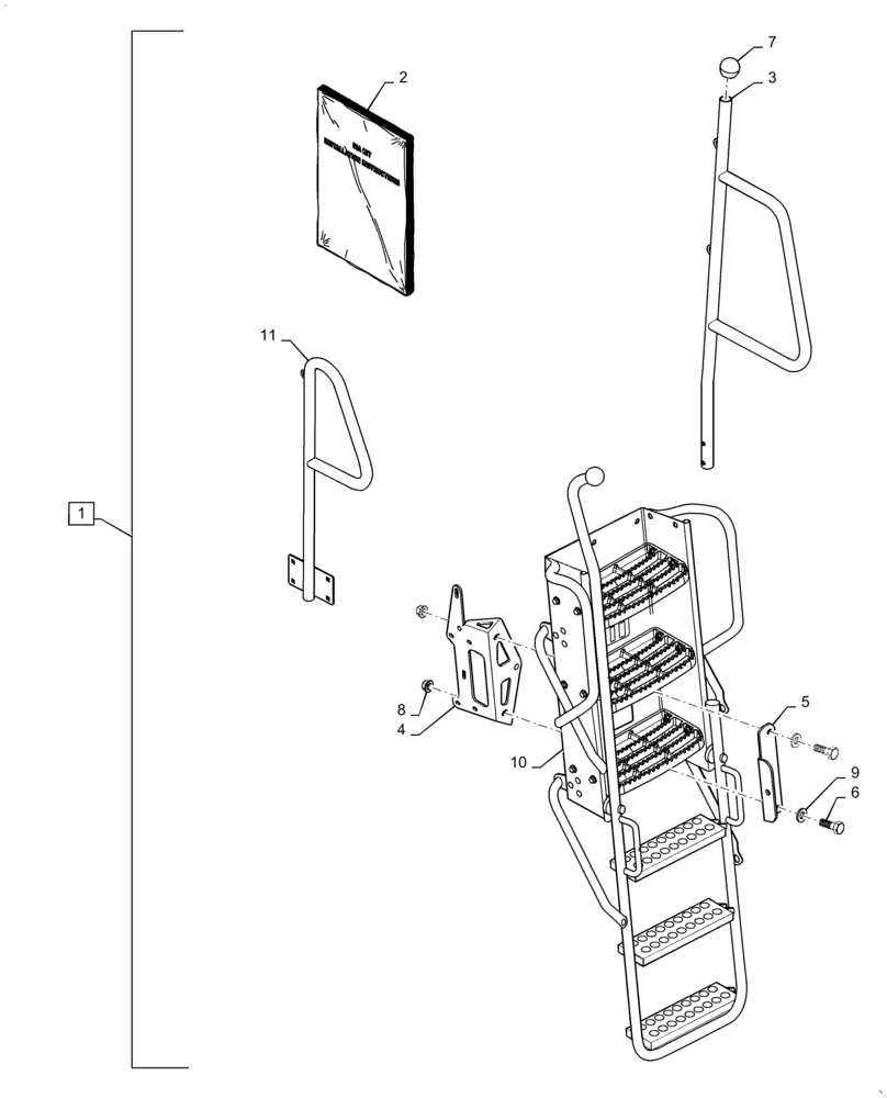 Схема запчастей Case IH 8240 - (88.100.90[05]) - DIA KIT, OPERATORS LADDER (88) - ACCESSORIES