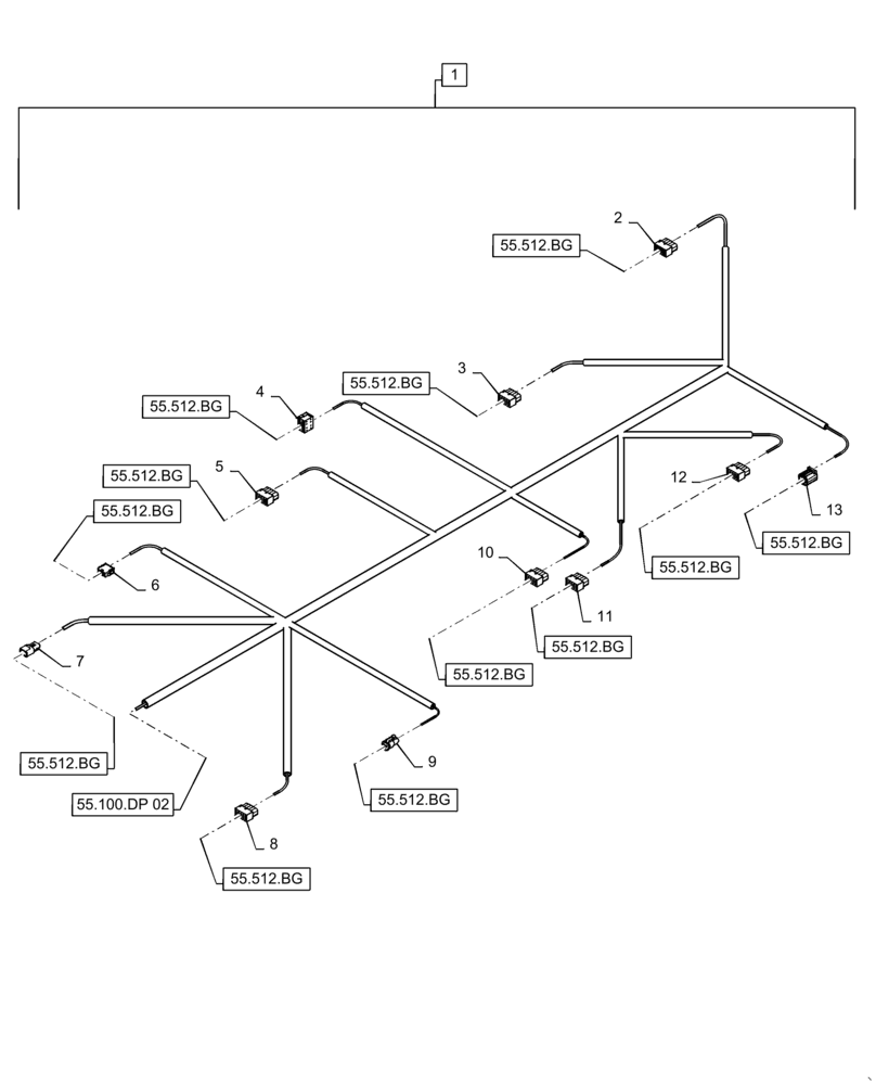 Схема запчастей Case IH WD2504 - (55.100.DP[01]) - WIRE HARNESS & CONNECTOR, NON-DRAPER, CM6 (55) - ELECTRICAL SYSTEMS