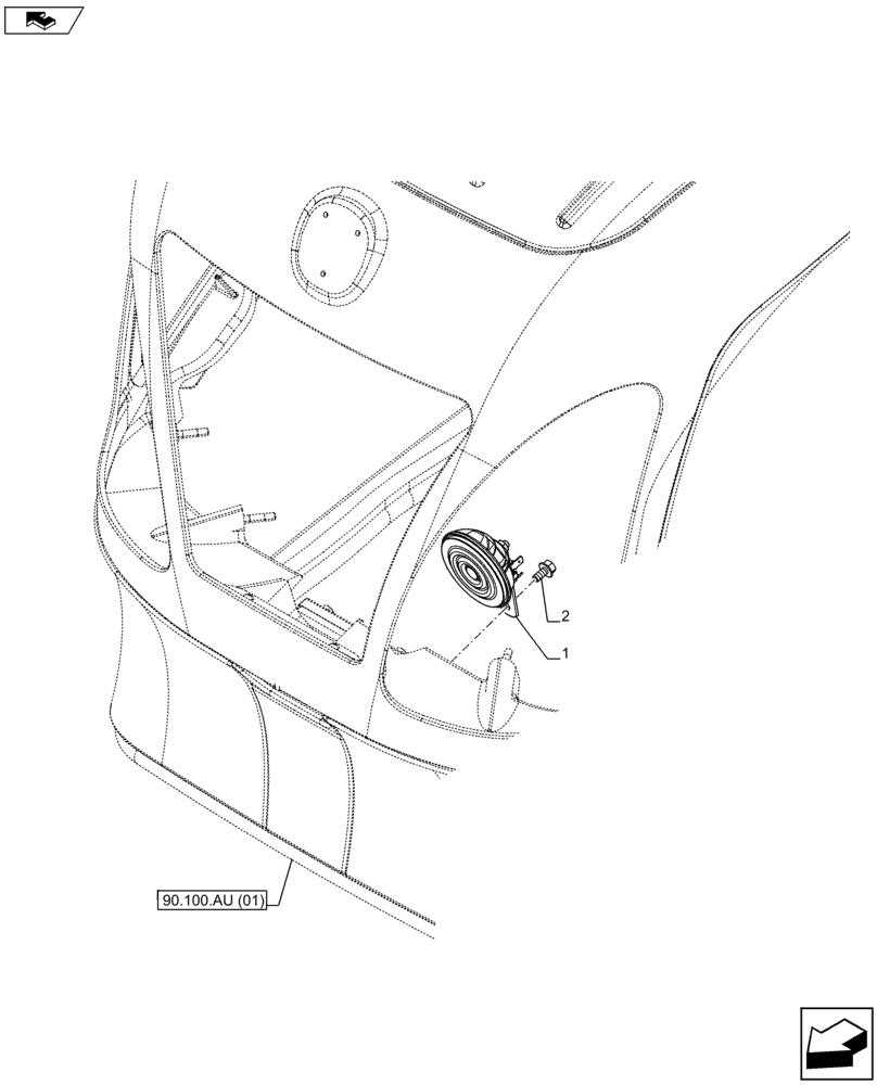 Схема запчастей Case IH FARMALL 105U - (55.408.AG[02]) - VAR - 390887, 392397 - HORN (55) - ELECTRICAL SYSTEMS