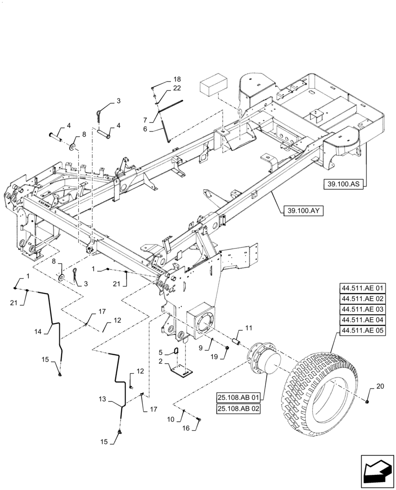 Схема запчастей Case IH WD2104 - (39.100.AB) - MAIN FRAME - FRONT (39) - FRAMES AND BALLASTING