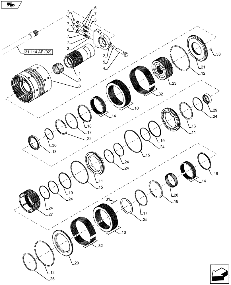 Схема запчастей Case IH FARMALL 105U - (21.154.AA[12]) - VAR - 334115, 334117 - ENGAGEMENT TRANSMISSION (21) - TRANSMISSION