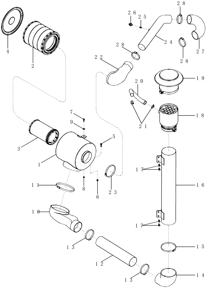 Схема запчастей Case IH MX230 - (02-05) - AIR INDUCTION SYSTEM - SEVERE DUTY (02) - ENGINE