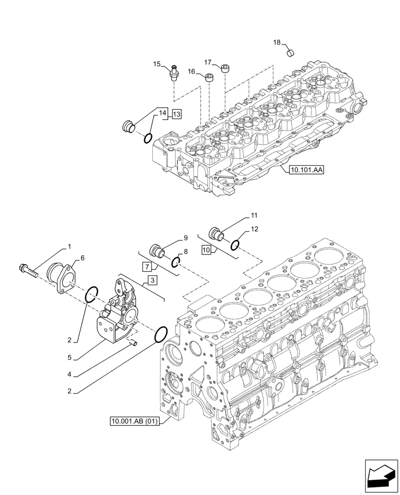 Схема запчастей Case IH F4HE9687S J106 - (10.400.AE) - WATER PUMP, INLET MANIFOLD (10) - ENGINE