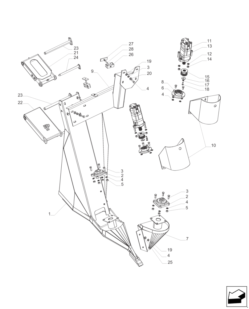 Схема запчастей Case IH A4000 - (A03.01[03]) - CROPDIVIDERS (DOUBLE) Mainframe & Functioning Components