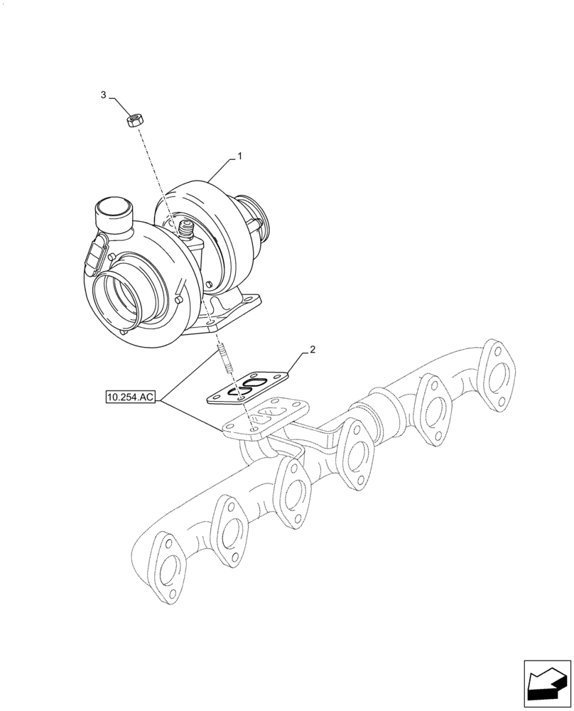 Схема запчастей Case IH F4HE9687M J106 - (10.250.AC) - TURBOCHARGER (10) - ENGINE