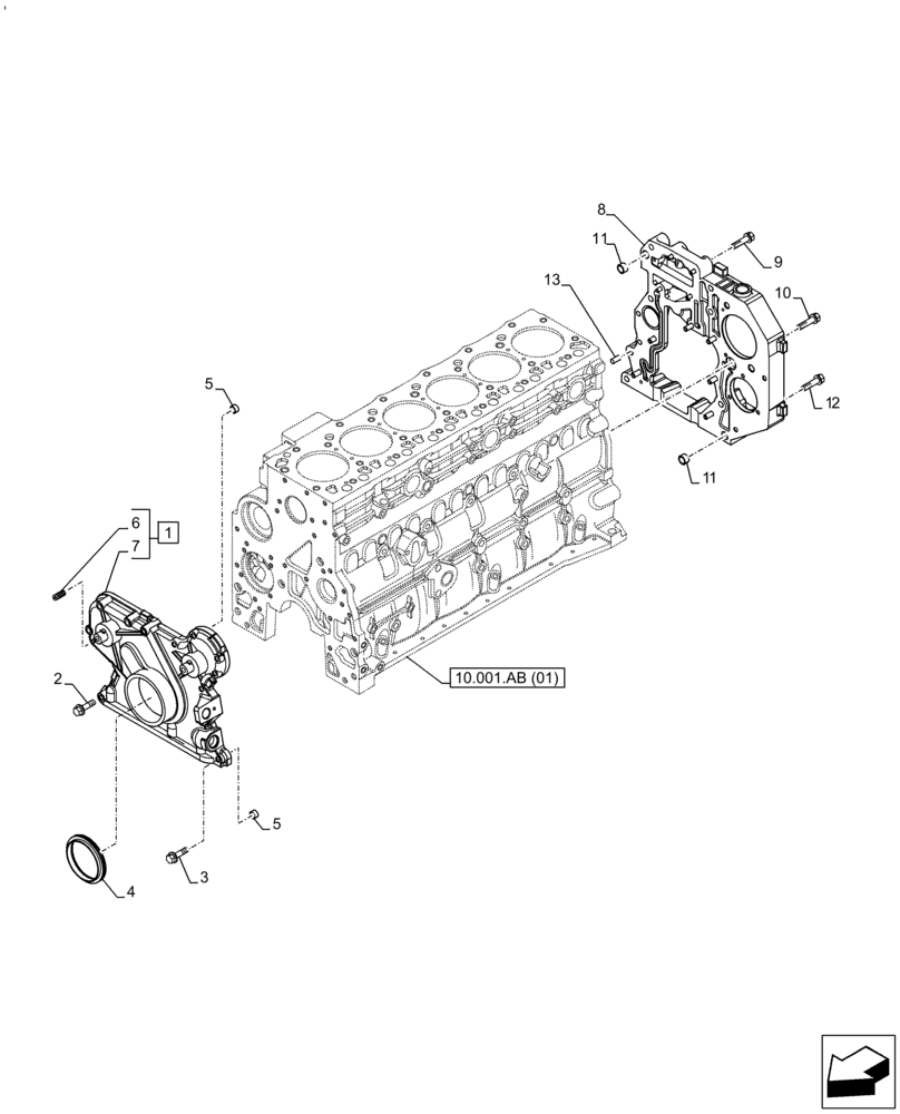 Схема запчастей Case IH F4HE9687S J106 - (10.102.AK) - CRANKCASE, COVER (10) - ENGINE